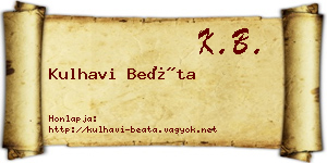 Kulhavi Beáta névjegykártya