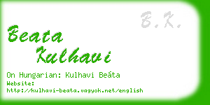 beata kulhavi business card